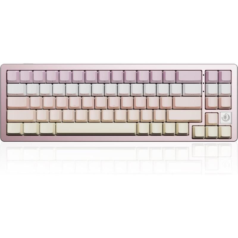 YUNZII AL71 75% Mechanical Keyboard,Full Aluminum Cnc,Hot Swappable Gasket,2.4Ghz Wireless BT5.0/USB-C Wired,Nkro Programmable RGB Backlight Creamy Typing for Win/Mac(Pink, Crystal White Switch)