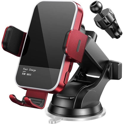 Wireless Car Charger,[7 Colored RGB Backlit]Mosurr 15W Auto Clamping Phone Holders for Your Car Fit for Iphone 16 15 14 13 12 Mini Pro Max 11 XR XS, Samsung Galaxy S24 Ultra S23 S22 S21+ Note 20, Etc